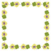 Template frame of spring flowers line art. vector