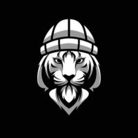 Tiger Beanie Hat Mascot Logo Design vector