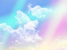 beauty sweet pastel purple blue  colorful with fluffy clouds on sky. multi color rainbow image. abstract fantasy growing light photo