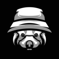 Red Panda Black and White Mascot Design vector