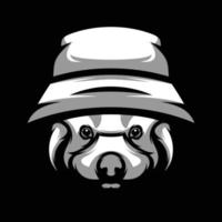 Red Panda Black and White Mascot Design vector