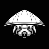 Red Panda Black and White Mascot Design vector