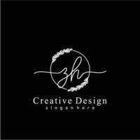 Initial ZH beauty monogram and elegant logo design, handwriting logo of initial signature, wedding, fashion, floral and botanical logo concept design vector