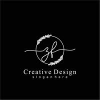Initial ZF beauty monogram and elegant logo design, handwriting logo of initial signature, wedding, fashion, floral and botanical logo concept design vector