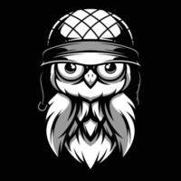 Owl Black and White Mascot Design vector