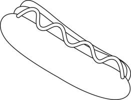 bright vector illustration of hot dog, fast food, street food, doodle and sketch