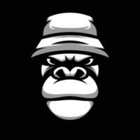 Gorilla Black and White Mascot Design vector