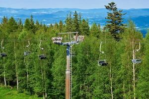 Mountains with open cable cars lift, Karpacz, Poland photo