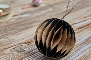 Christmas ball on wooden background photo
