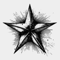 estrella mano dibujado estrella icono firmar - cepillo dibujo caligrafía estrella negro estrellas símbolo - estrella dibujos animados vector ilustración Pro vector