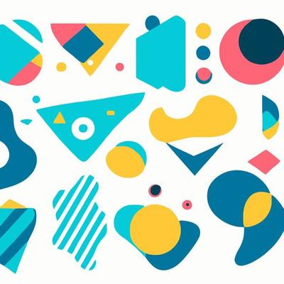 Abstract geometric shapes set. Abstract blotch shape.  Pastel color doodle bundle for fashion design, summer season or natural concept. Liquid shape elements. Set of modern graphic elements