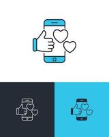 Smartphone with Like Button and Heart Shapes vector