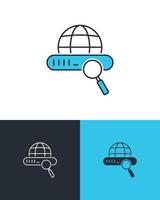 Worldwide Research Concept Magnifier and Globe Icon vector