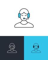 Call Center Operator Line Icon vector