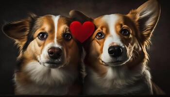 dos perros en amor enamorado día, generativo ai foto