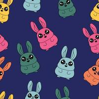 Cute Kawaii Angora rabbits seamless pattern vector
