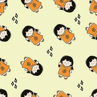 Cute girl childish seamless pattern. Creative vector childish background for fabric, textile.