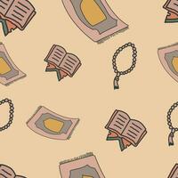 Islamic Seamless Pattern, Cute Moslem Character pattern vector