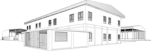 3D illustration of building project vector