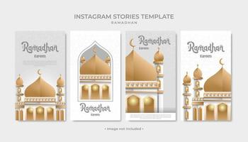 Set ig stories template ramadhan with mosque image vector