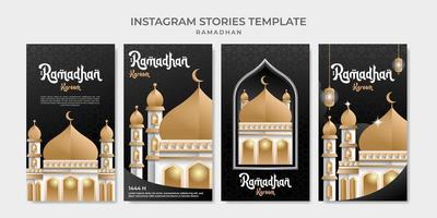 Set ig stories template ramadhan with mosque image vector