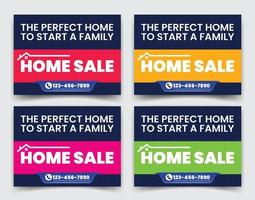 Real Estate Home sale business company ads, yard sign, signage design for outdoor advertising multiple color version vector template