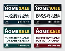 Modern Real Estate Home sale business company ads, yard sign, signage design for outdoor advertising multiple color version vector template