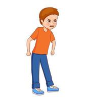 Angry boy isolated on white background. Vector flat cartoon illustration