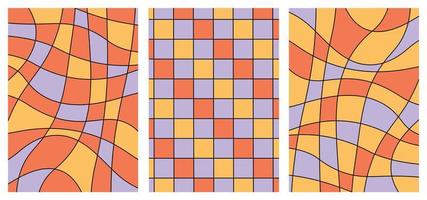 Groovy abstract chequered background with red, orange and purple colors vector