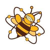 glasses lazy atomic bee funny character for logo and vector icon