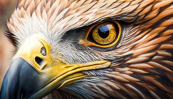 close up two eyes of eagle, photo