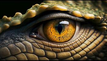 close up eye of crocodile, dinosaur, photo