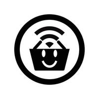 e commerce basket button with funny WiFI logo and vector icon