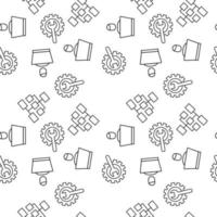 Vector seamless pattern of freelancer, programmer, wrench inside of gear on white background. It can be used for printing on various surfaces