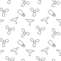 Seamless vector repeating pattern of fan, coat hanger, fan, made of line icons for polygraphy and websites