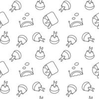 Seamless monochrome repeating pattern of bridge, picnic, paragliding vector