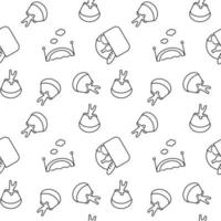 Seamless monochrome repeating pattern of bridge, picnic, paragliding vector