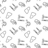 Seamless pattern of liver, surgery tools, wheelchair, oxygen mask. Suitable for shops, web sites and applications, media, backgrounds vector