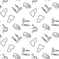 Seamless pattern of liver, surgery tools, wheelchair, oxygen mask. Suitable for shops, web sites and applications, media, backgrounds vector