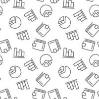 Seamless vector monochrome pattern of wallet, progress bar, pie chart for covers, shops, wrappers, sites, apps
