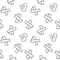 Seamless pattern of cancer pink ribbon and pulse made of line icons vector