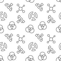 Seamless pattern of map, pie chart, intersected circles is made of line icons vector