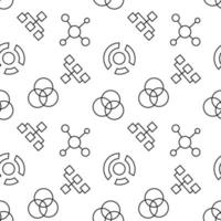 Seamless pattern of map, pie chart, intersected circles is made of line icons vector