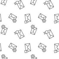 Seamless vector repeating pattern of different envelops is made of line icons for polygraphy and websites