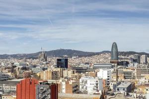 Barcelona, spain skyline on a beautiful day from a unique high vantage point photo