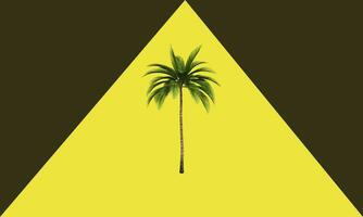 Creative layout made with palm tree on bright yellow background. Spring minimal concept. vector