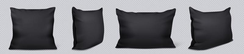 Realistic black square, rectangular pillow mockup vector