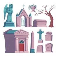 Cemetery, tombstone with RIP inscription, ossuary vector