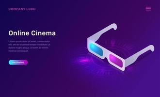 Online cinema or movie, isometric concept vector