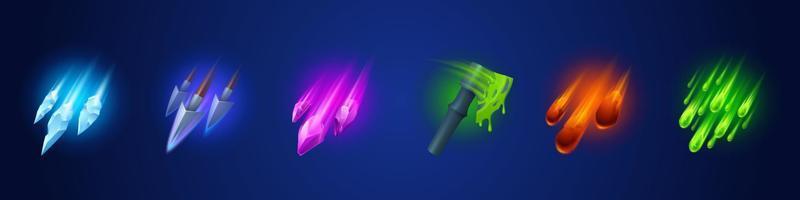 Fantasy rpg game skill effect icon interface kit. vector